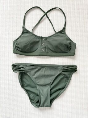 Olive Green Strappy Bikini Set